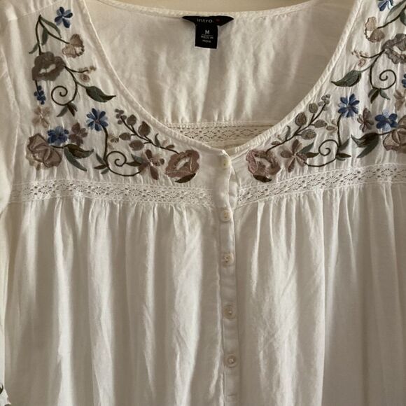 Summer WHITE EMBROIDERED WOMAN TUNIC/BEACH COVER UP SIZE M - Picture 11 of 11